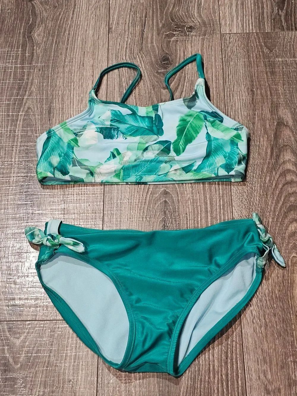 art class Bikini Size 10/12 Green Tropical Leaf